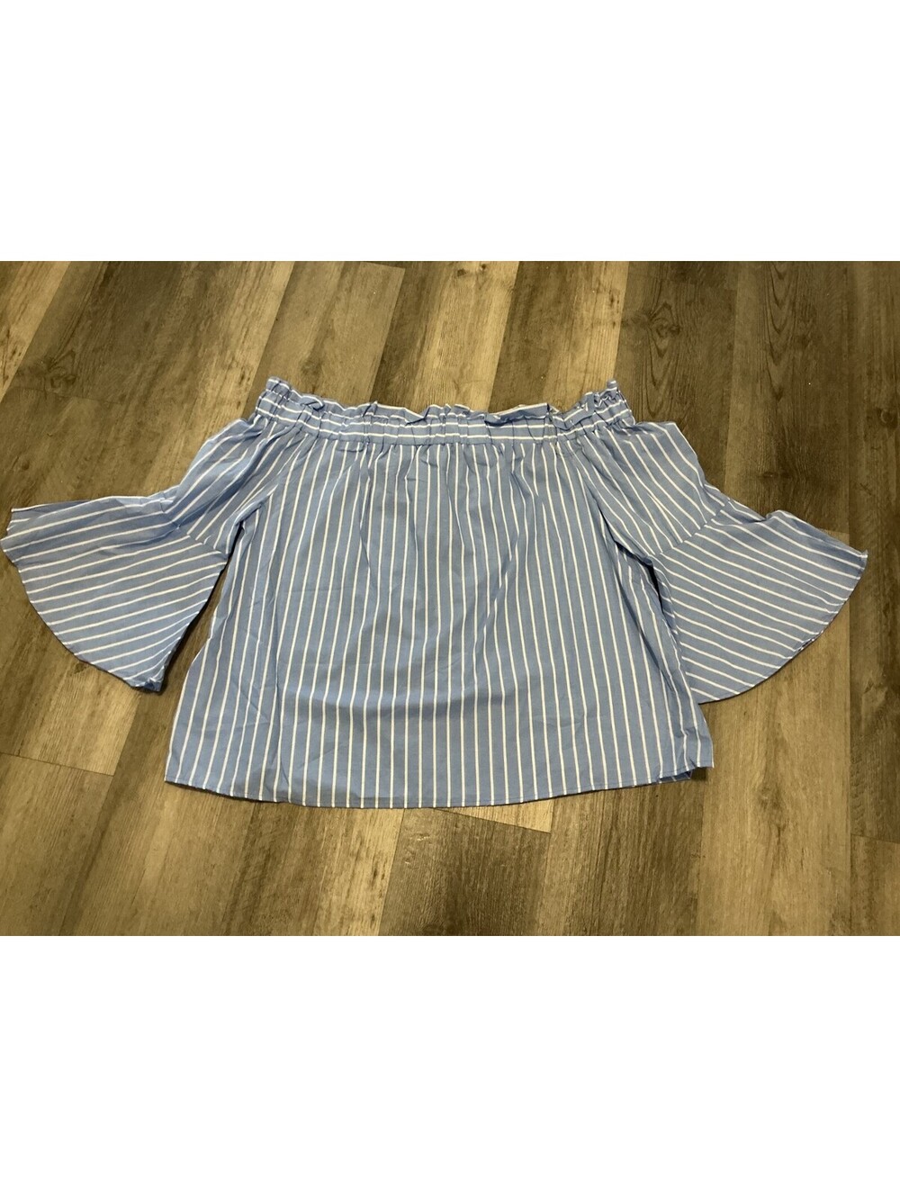 Haute Monde Plus Size 2X 3X Womans Off the Shoulder Blue Bell Sleeve Blouse #216